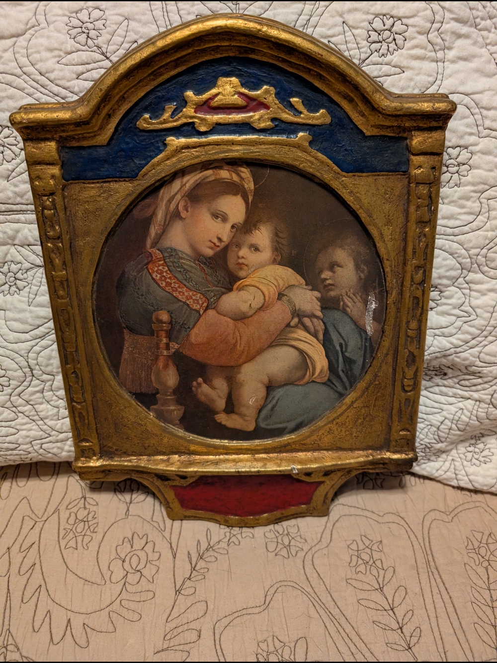 Religious Art Plaque, Madonna della Seggiola (Madonna of the Chair) By Raphael.